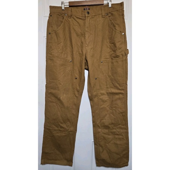 Craftsman Pants Mens 36X34 Brown Double Knee Duck Canvas Workwear Outdoor - Picture 1 of 5